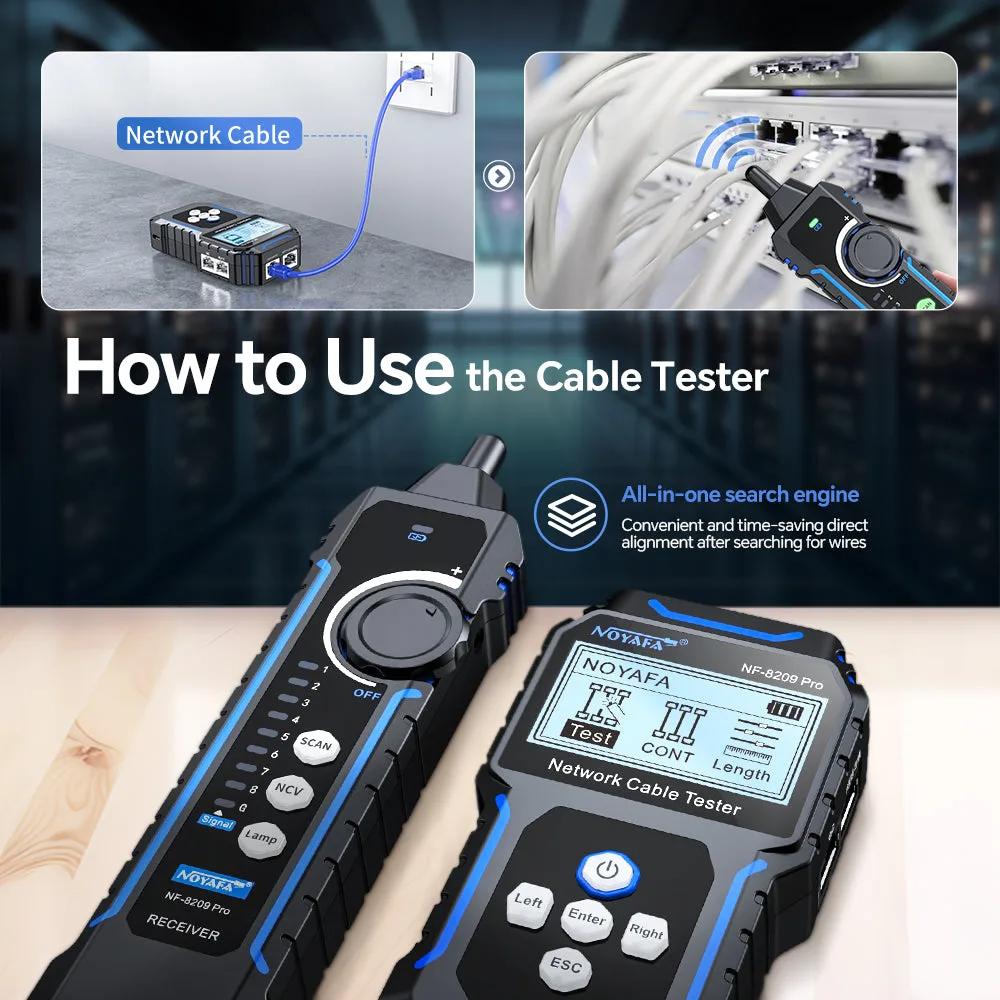 NOYAFA NF-8209 Pro ports and wiremap display