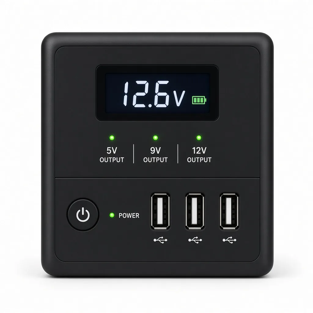 Mini UPS front with output voltage selection