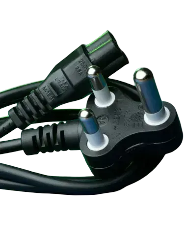 Power Cord (Clover) 3 Pin South African, 1.8 Meters. Dedicated Plug Top (Red Plug)