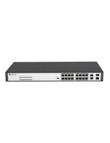 BDCOM 16-Port 10/100 POE switch, 16 POE ports, 2 x 1000Mbps Combo ports