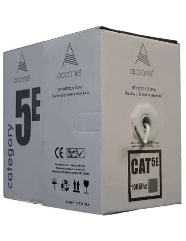 Acconet CAT5e Indoor Ethernet Cable 100m White CCA STP Pull Box