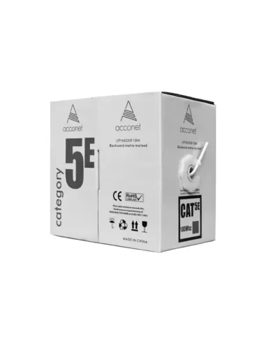 Acconet CAT5e Indoor Ethernet Cable 100m White Solid Copper UTP Pull Box