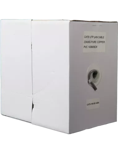 Essential CAT6 Indoor Ethernet Cable 100m Grey Solid Copper UTP Pull Box