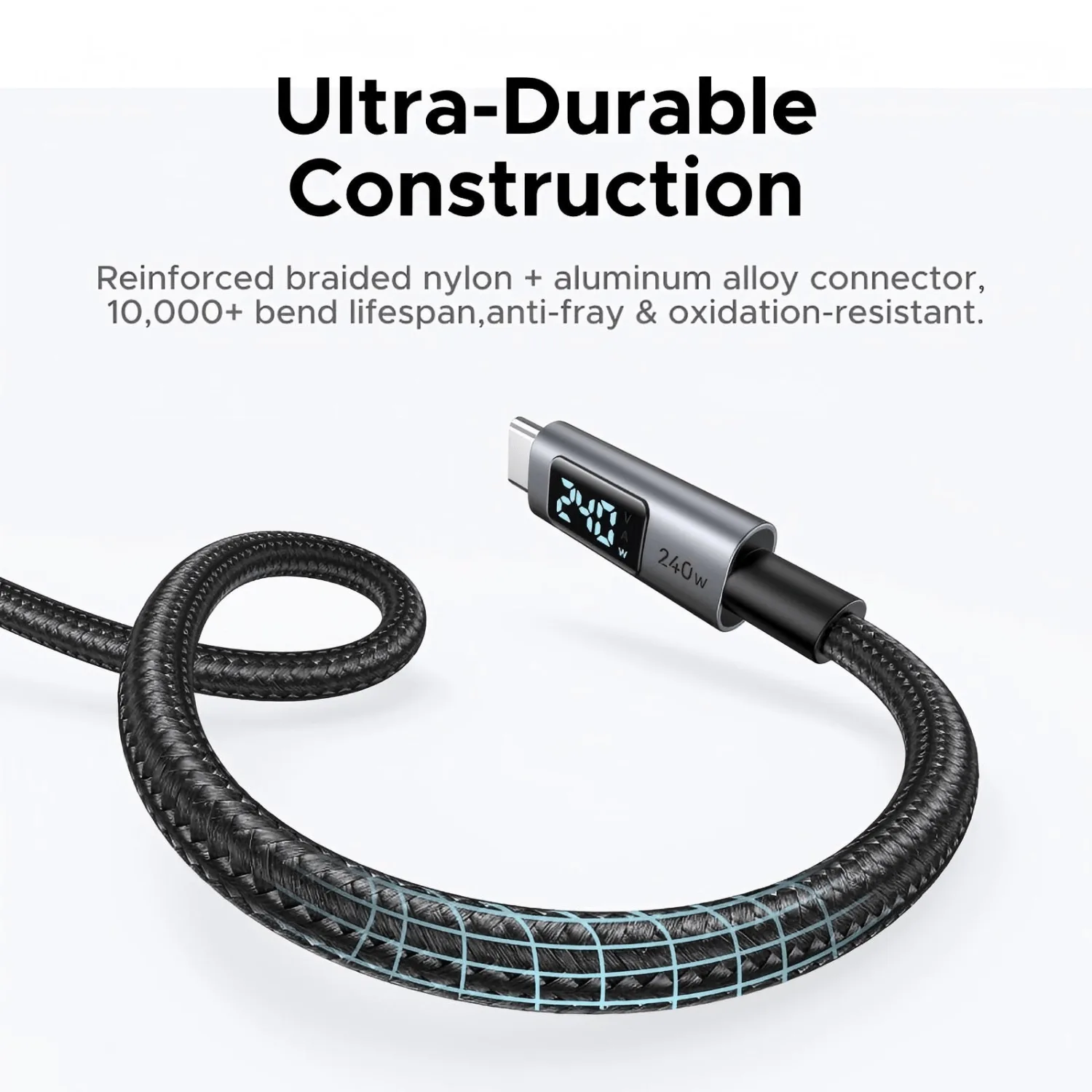 UGREEN 240W USB Type-C Cable with LED Display 1M