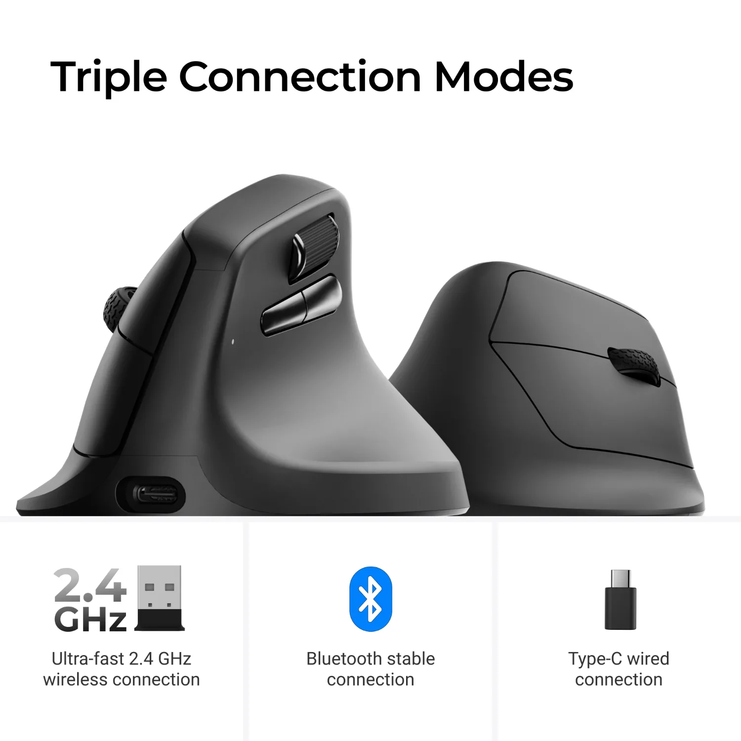 Keychron M5-A29 1K Wireless Mouse (BT/2.4GHz/Wired) - Black