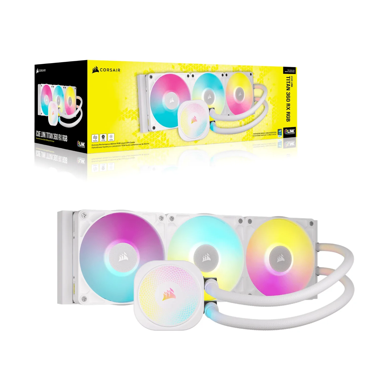 Corsair iCUE LINK TITAN 360 RX RGB AIO Liquid CPU Cooler - White