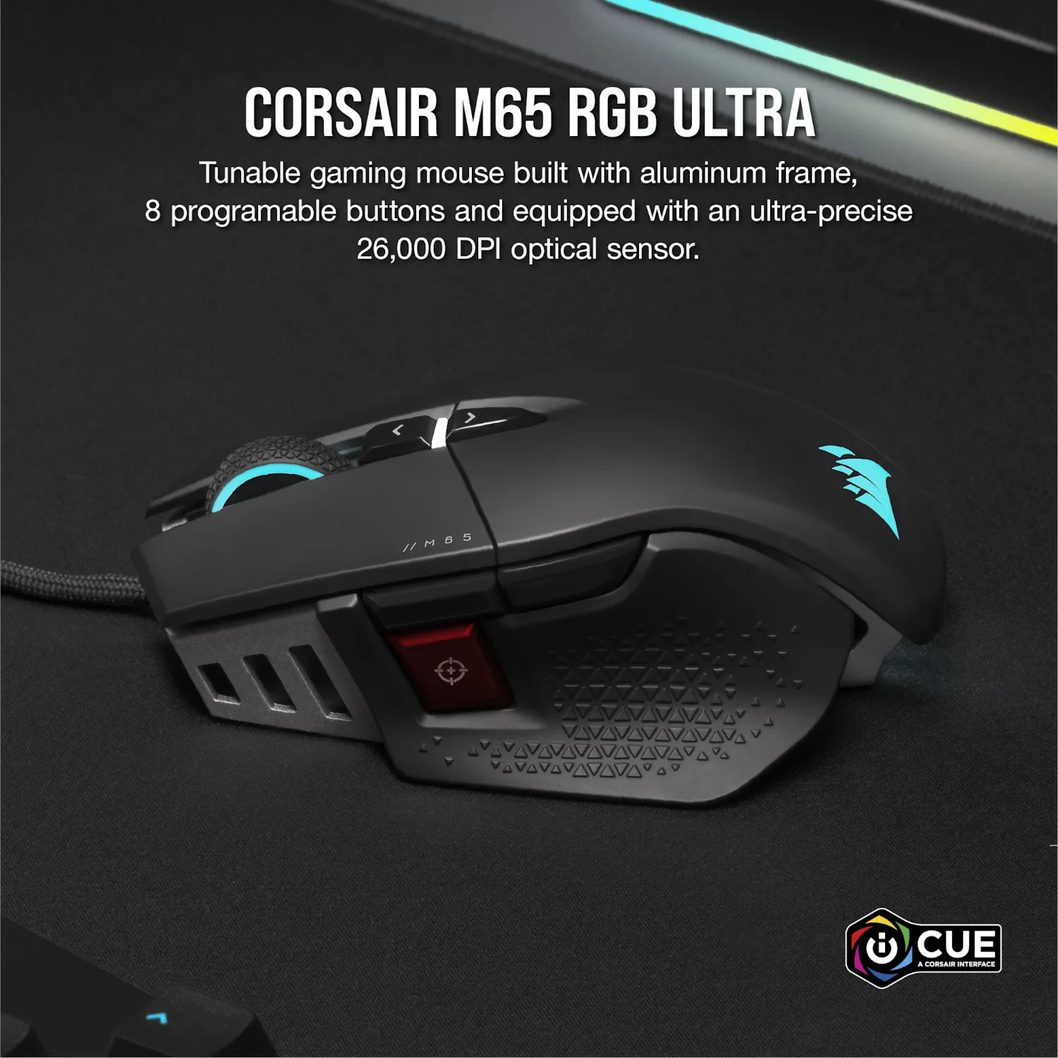 Corsair M65 RGB ULTRA Tunable FPS 26000DPI Gaming Mouse - Black