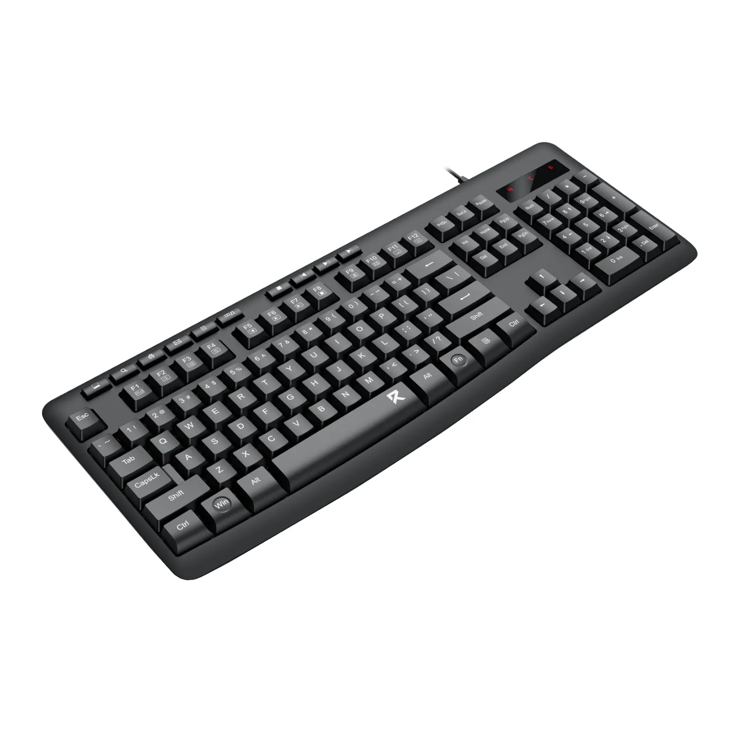 Redragon BK-7366 Full-size Ergonomic Wired Membrane Office Keyboard - Black