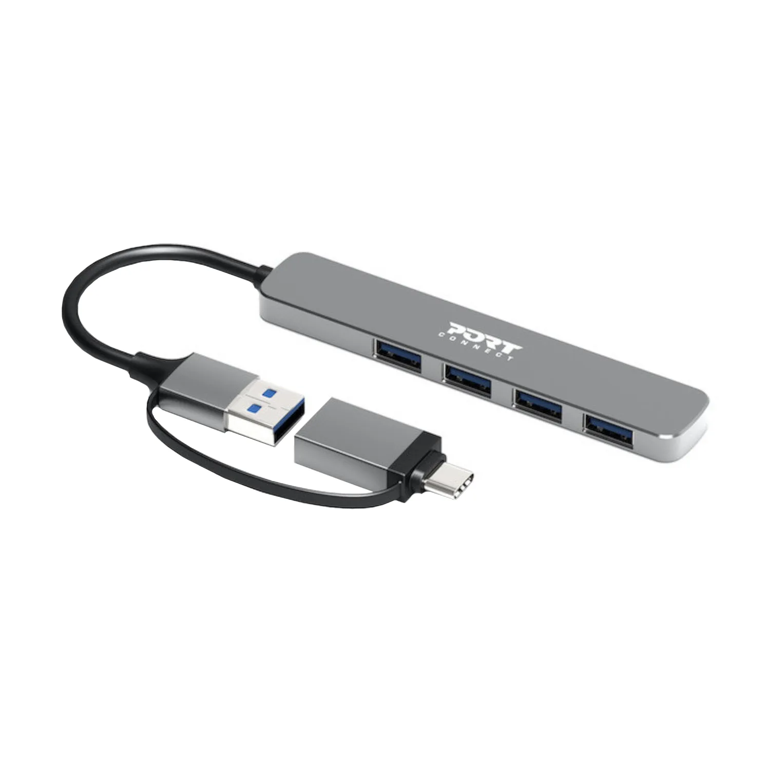 Port Connect USB Type-C to 4-port USB-A 3.0 Hub