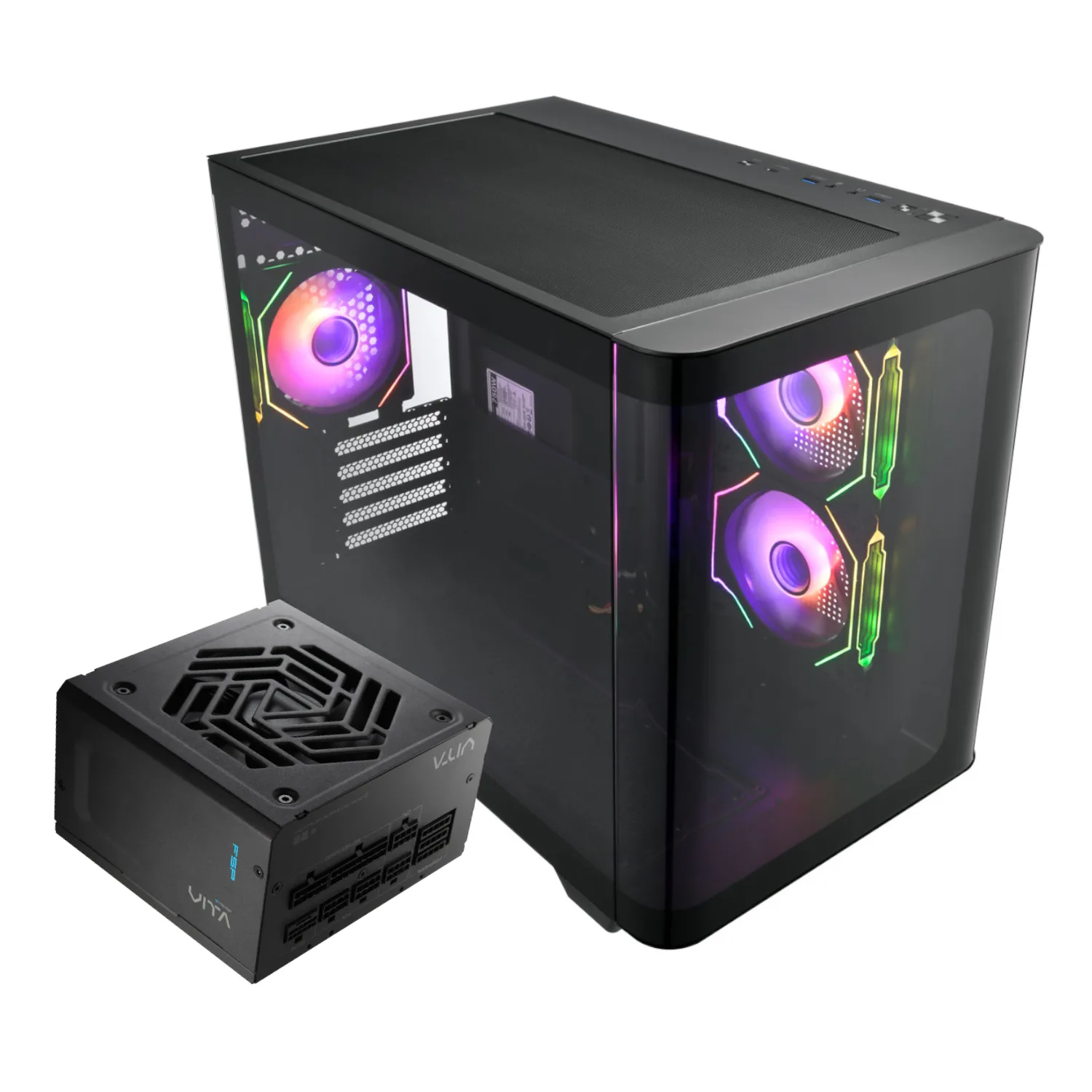 FSP S380 M-ATX ARGB Gaming Chassis and VITA GM 750W Power Supply Bundle