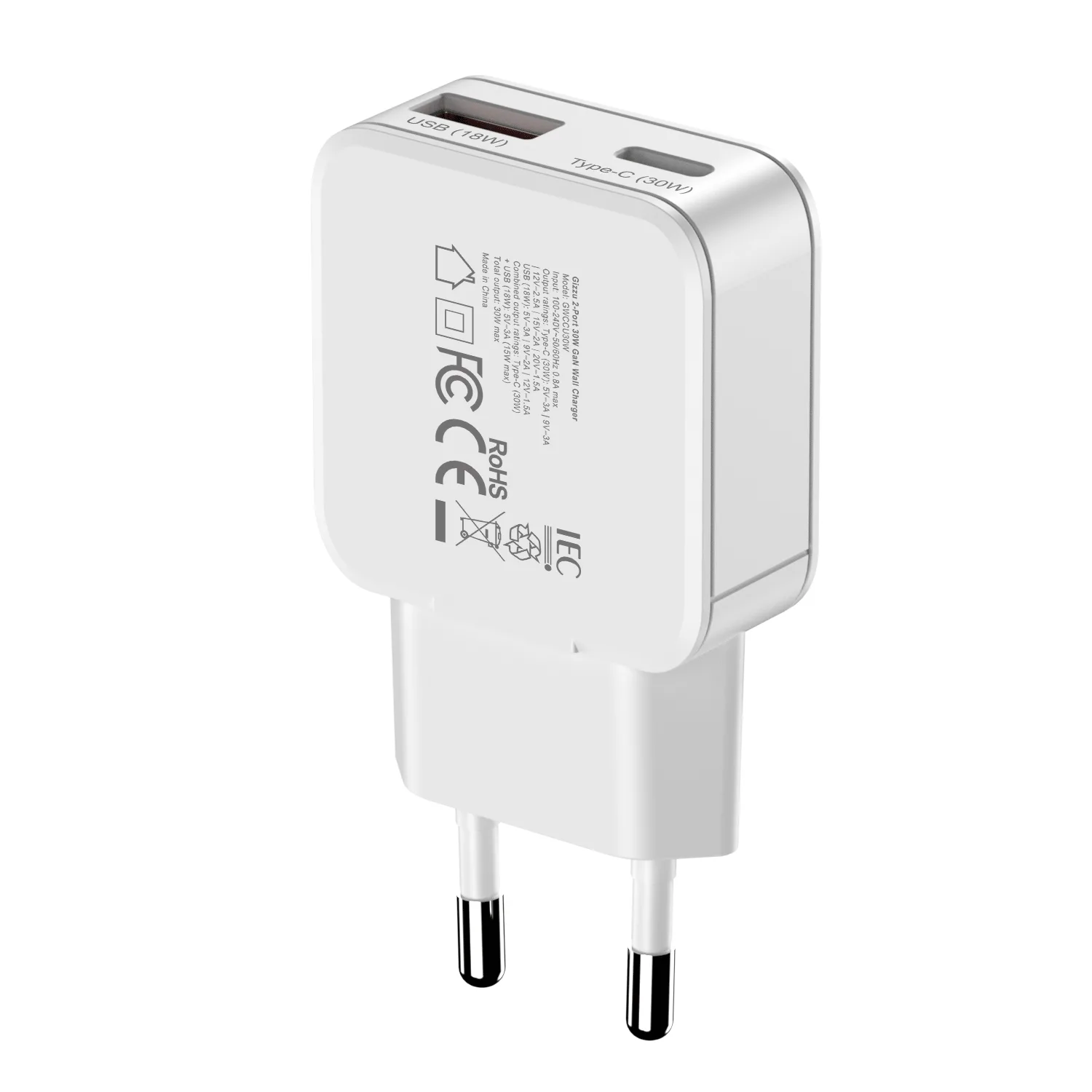 Gizzu 2-Port 30W GaN Wall Charger