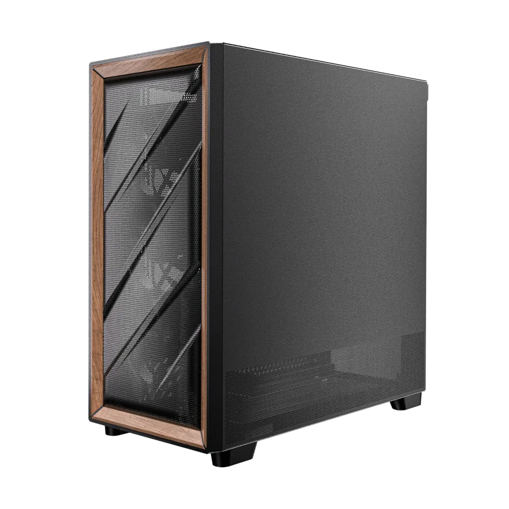 Antec FLUX ATX WOOD Mid Tower Gaming Chassis – Black