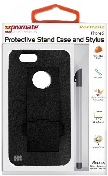 Promate Black Portfolio iPhone 5 Protective Stand