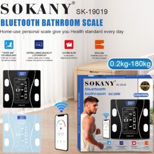 Sokany 180KG Bluetooth Bathroom Scale Blue